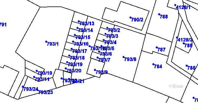 Parcela st. 793/6 v KÚ Jaroměř, Katastrální mapa