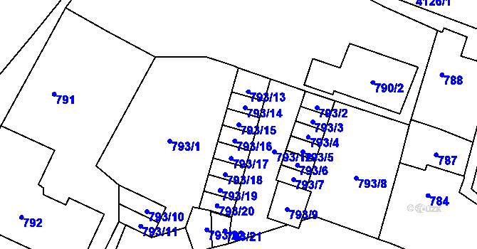 Parcela st. 793/15 v KÚ Jaroměř, Katastrální mapa