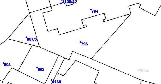 Parcela st. 796 v KÚ Jaroměř, Katastrální mapa
