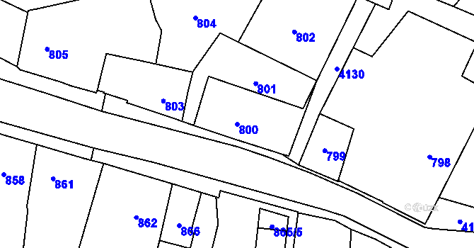 Parcela st. 800 v KÚ Jaroměř, Katastrální mapa
