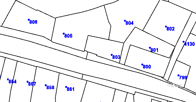 Parcela st. 803 v KÚ Jaroměř, Katastrální mapa