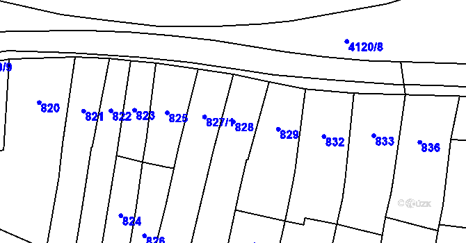 Parcela st. 828 v KÚ Jaroměř, Katastrální mapa