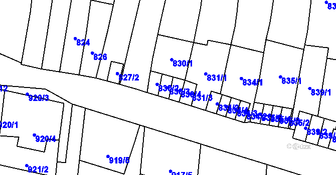 Parcela st. 830/3 v KÚ Jaroměř, Katastrální mapa