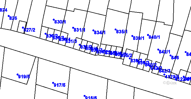 Parcela st. 834/2 v KÚ Jaroměř, Katastrální mapa