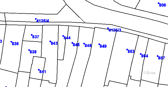 Parcela st. 848 v KÚ Jaroměř, Katastrální mapa