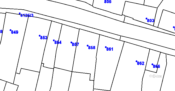 Parcela st. 858 v KÚ Jaroměř, Katastrální mapa
