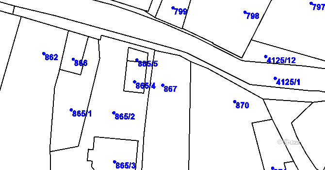Parcela st. 867 v KÚ Jaroměř, Katastrální mapa