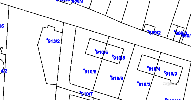 Parcela st. 910/6 v KÚ Jaroměř, Katastrální mapa