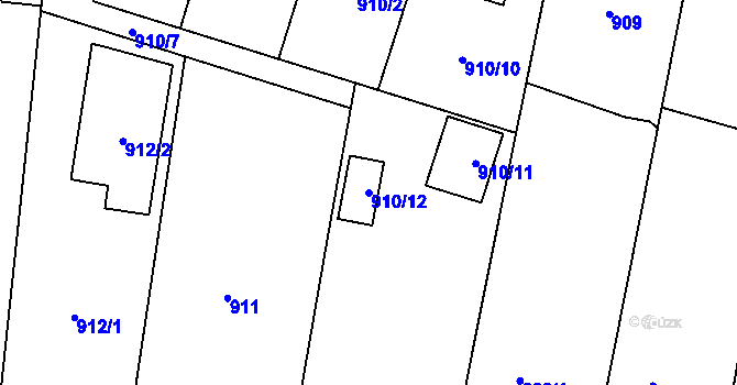 Parcela st. 910/12 v KÚ Jaroměř, Katastrální mapa