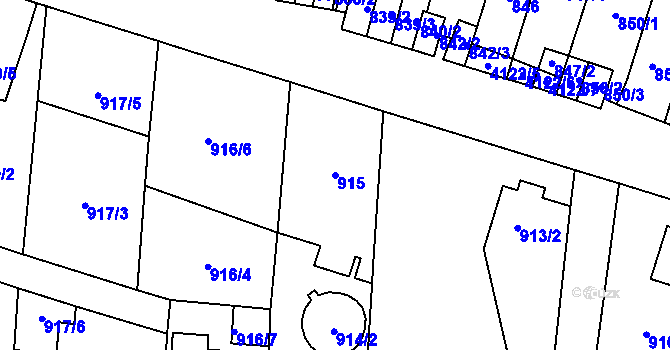 Parcela st. 915 v KÚ Jaroměř, Katastrální mapa