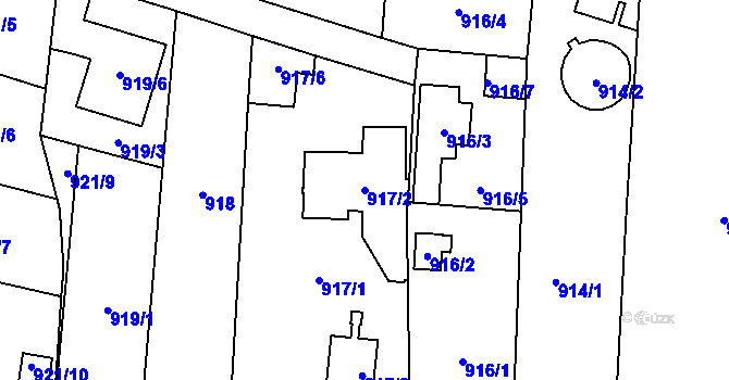 Parcela st. 917/2 v KÚ Jaroměř, Katastrální mapa