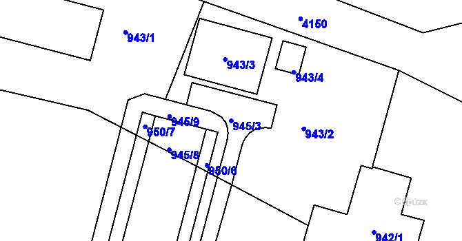 Parcela st. 945/3 v KÚ Jaroměř, Katastrální mapa