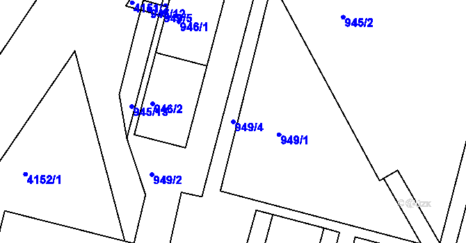 Parcela st. 949/4 v KÚ Jaroměř, Katastrální mapa