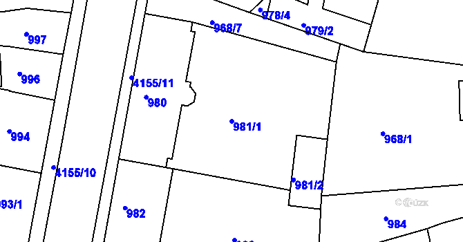 Parcela st. 981/1 v KÚ Jaroměř, Katastrální mapa