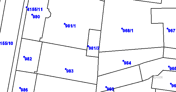 Parcela st. 981/2 v KÚ Jaroměř, Katastrální mapa