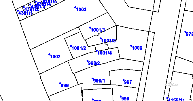 Parcela st. 1001/4 v KÚ Jaroměř, Katastrální mapa