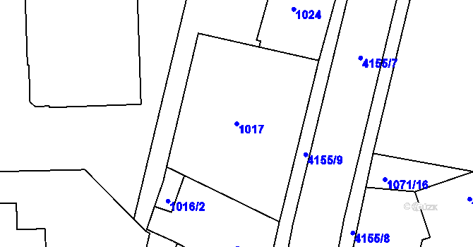 Parcela st. 1017 v KÚ Jaroměř, Katastrální mapa