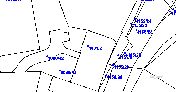 Parcela st. 1031/2 v KÚ Jaroměř, Katastrální mapa