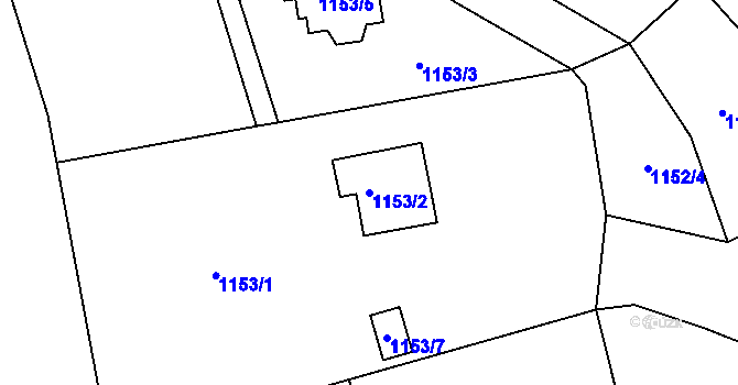 Parcela st. 1153/2 v KÚ Jaroměř, Katastrální mapa