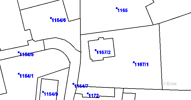 Parcela st. 1167/2 v KÚ Jaroměř, Katastrální mapa