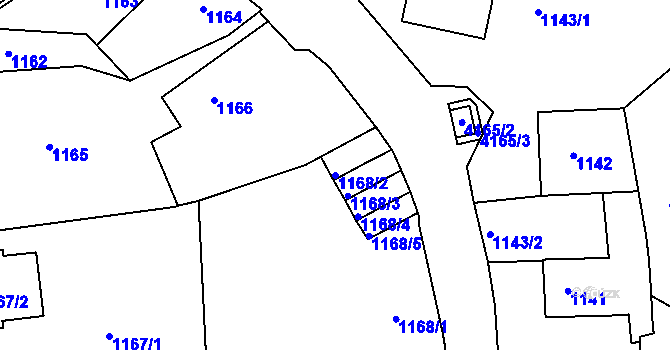 Parcela st. 1168/2 v KÚ Jaroměř, Katastrální mapa