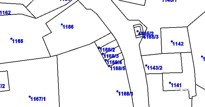 Parcela st. 1168/3 v KÚ Jaroměř, Katastrální mapa