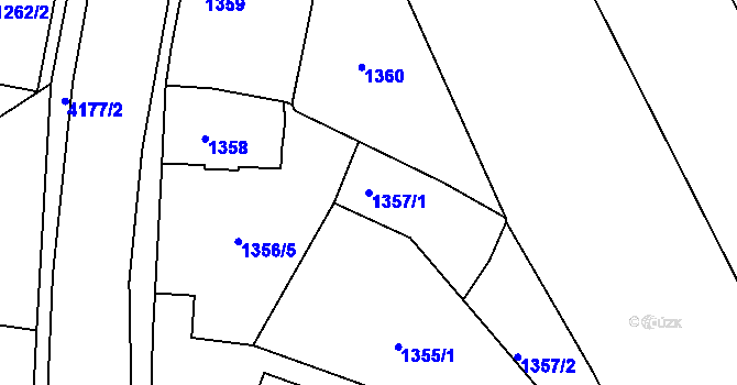 Parcela st. 1357/1 v KÚ Jaroměř, Katastrální mapa