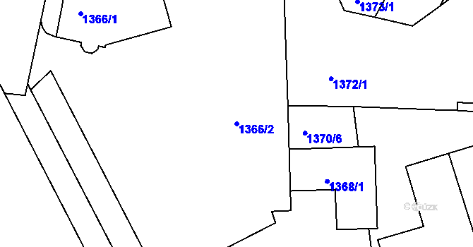 Parcela st. 1366/2 v KÚ Jaroměř, Katastrální mapa