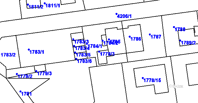 Parcela st. 1778/3 v KÚ Jaroměř, Katastrální mapa