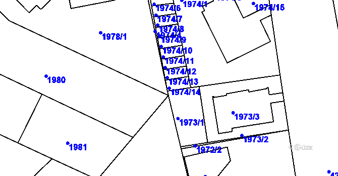 Parcela st. 1974/14 v KÚ Jaroměř, Katastrální mapa