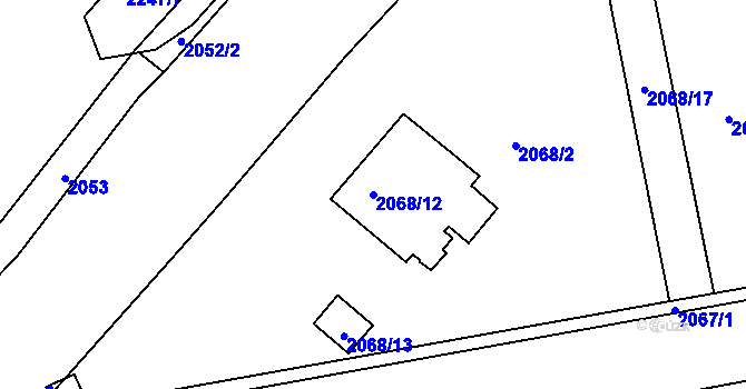 Parcela st. 2068/12 v KÚ Jaroměř, Katastrální mapa