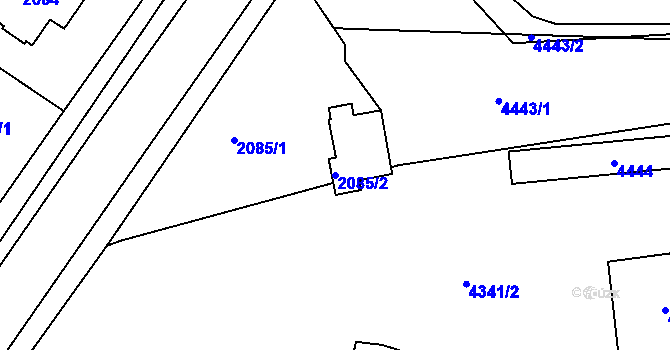 Parcela st. 2085/2 v KÚ Jaroměř, Katastrální mapa