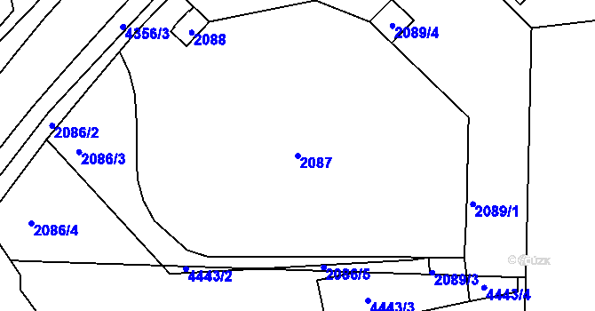 Parcela st. 2087 v KÚ Jaroměř, Katastrální mapa