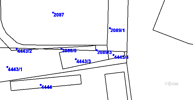 Parcela st. 2089/3 v KÚ Jaroměř, Katastrální mapa