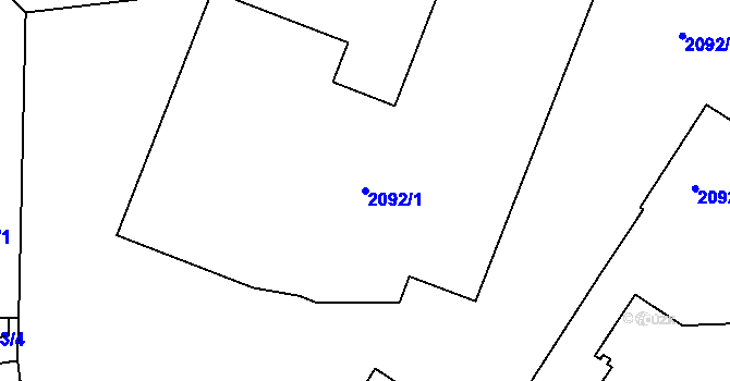 Parcela st. 2092/1 v KÚ Jaroměř, Katastrální mapa