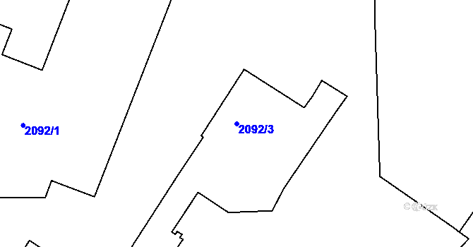 Parcela st. 2092/3 v KÚ Jaroměř, Katastrální mapa