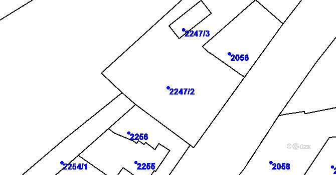Parcela st. 2247/2 v KÚ Jaroměř, Katastrální mapa