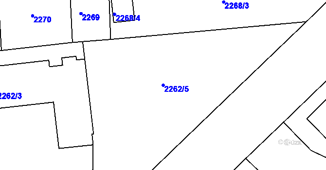 Parcela st. 2262/5 v KÚ Jaroměř, Katastrální mapa