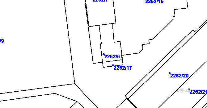 Parcela st. 2262/6 v KÚ Jaroměř, Katastrální mapa