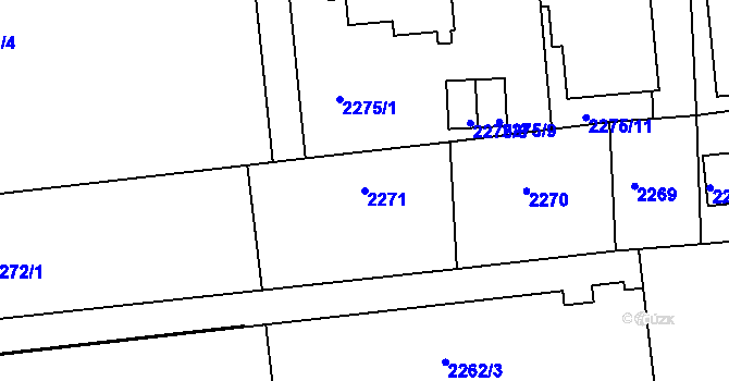 Parcela st. 2271 v KÚ Jaroměř, Katastrální mapa