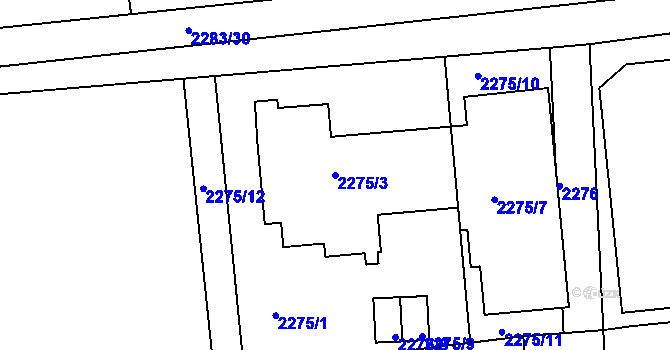 Parcela st. 2275/3 v KÚ Jaroměř, Katastrální mapa