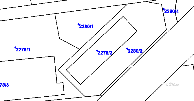 Parcela st. 2278/2 v KÚ Jaroměř, Katastrální mapa