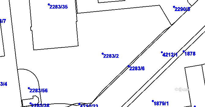 Parcela st. 2283/2 v KÚ Jaroměř, Katastrální mapa