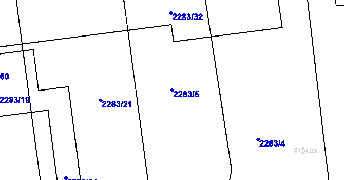 Parcela st. 2283/5 v KÚ Jaroměř, Katastrální mapa