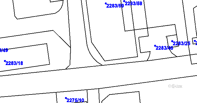 Parcela st. 2283/23 v KÚ Jaroměř, Katastrální mapa