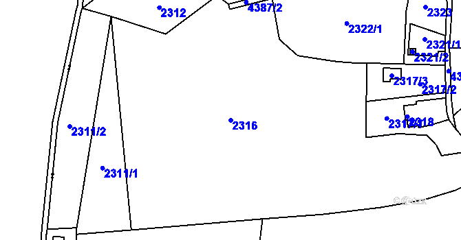 Parcela st. 2316 v KÚ Jaroměř, Katastrální mapa