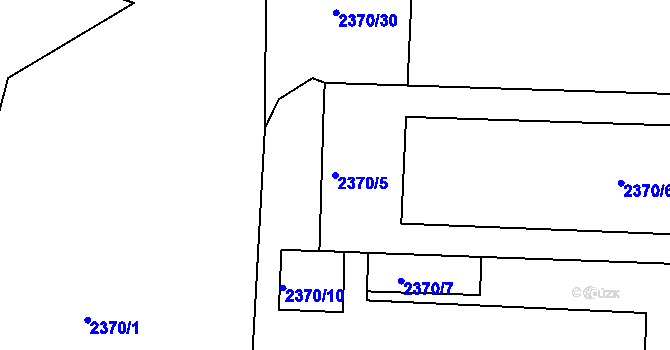 Parcela st. 2370/5 v KÚ Jaroměř, Katastrální mapa