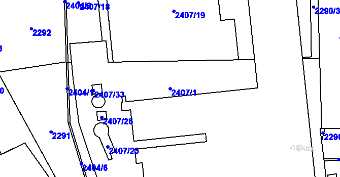 Parcela st. 2407/1 v KÚ Jaroměř, Katastrální mapa