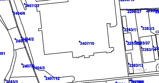 Parcela st. 2407/10 v KÚ Jaroměř, Katastrální mapa