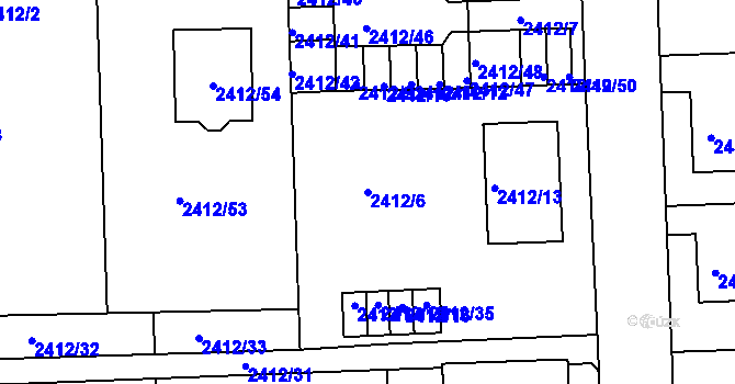Parcela st. 2412/6 v KÚ Jaroměř, Katastrální mapa